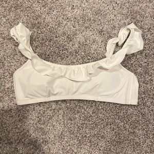 Jcrew white ruffle bikini top